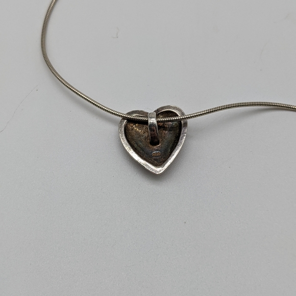 Hammered Finish Sterling Silver Heart Pendant and Italian Silver Chain - Picture 3 of 4